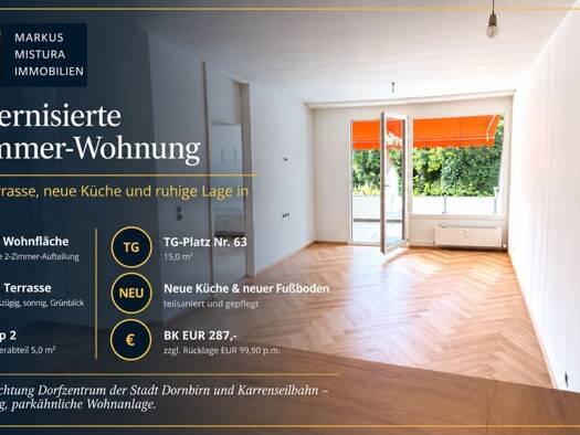 Terrassenwohnung zum Kauf 285.000 € 2 Zimmer 52,5 m² Vordere Achmühlestraße 24 Dornbirn 6850