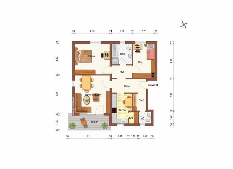 Wohnung zum Kauf 269.000 € 3 Zimmer 83,1 m²<br/>Wohnfläche Bretten Bretten 75015