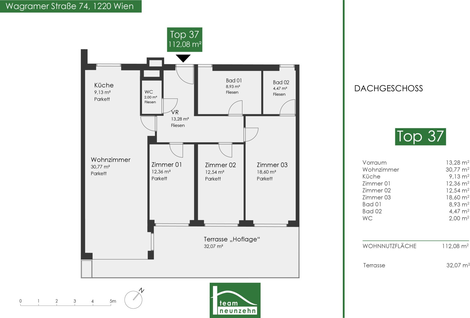 Wohnung zum Kauf 699.900 € 4 Zimmer 112,4 m²<br/>Wohnfläche 5.<br/>Geschoss Wagramer Straße 74 Wien 1220