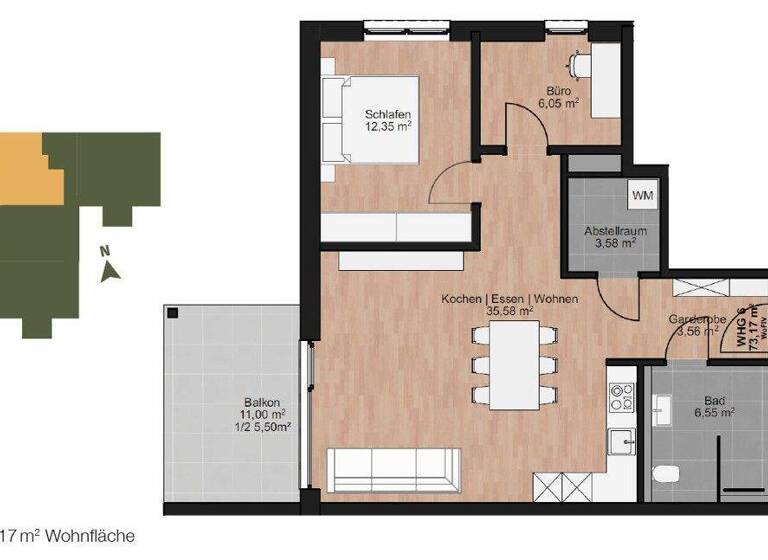 Wohnung zum Kauf 339.000 € 3 Zimmer 73,2 m² Bubesheim 89347