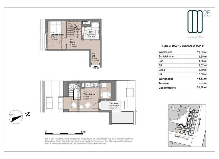 Wohnung zur Miete - Erstbezug 908 € 2 Zimmer 43,5 m² 5. Geschoss frei ab 01.07.2026 Odoakergasse 25 Wien 1160