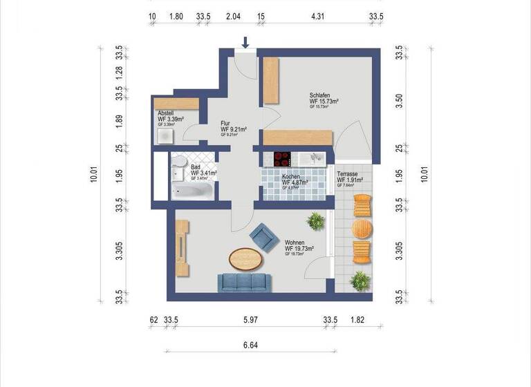 Wohnung zum Kauf 125.000 € 2 Zimmer 58,3 m² Dudweiler 66125