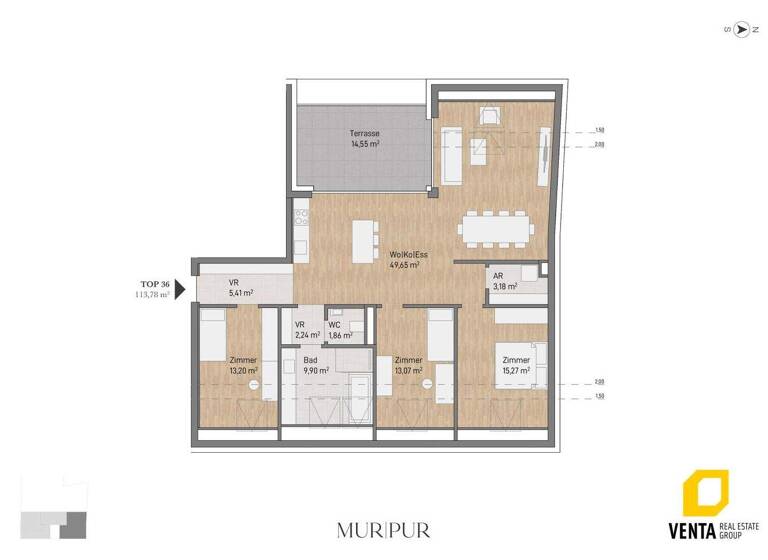 Penthouse zum Kauf 773.387 € 4 Zimmer 113,8 m² 5. Geschoss Lagergasse 56 Gries Graz 8020