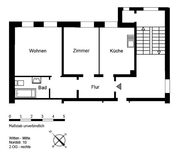 Wohnung zur Miete 529 € 2 Zimmer 63 m²<br/>Wohnfläche 2.<br/>Geschoss 01.12.2024<br/>Verfügbarkeit Nordstraße 10 Innenstadt Witten 58452