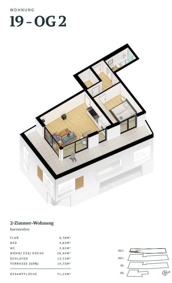 Wohnung zur Miete 850 € 2 Zimmer 71,3 m²<br/>Wohnfläche Irsch 54451