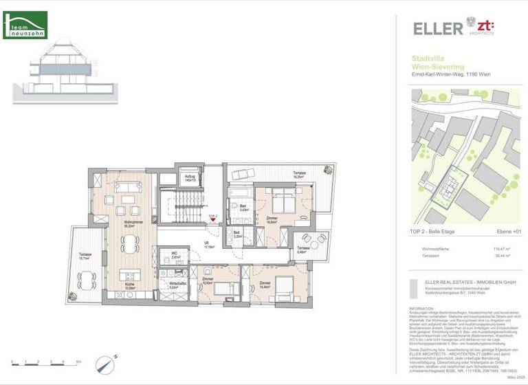 Wohnung zum Kauf - Erstbezug 1.539.000 € 4 Zimmer 116,5 m² 1. Geschoss Sieveringer Straße 95A Wien 1190