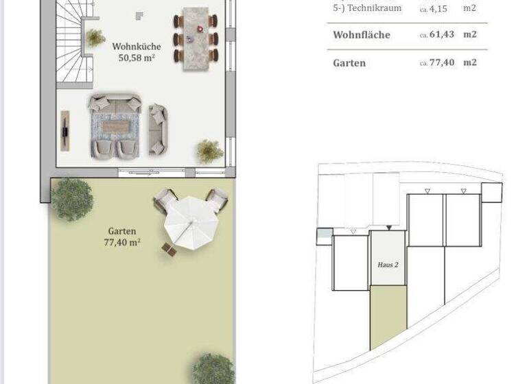 Doppelhaushälfte zur Miete - Erstbezug 1.900 € 5 Zimmer 144,8 m² frei ab sofort Wilfersdorf 3434