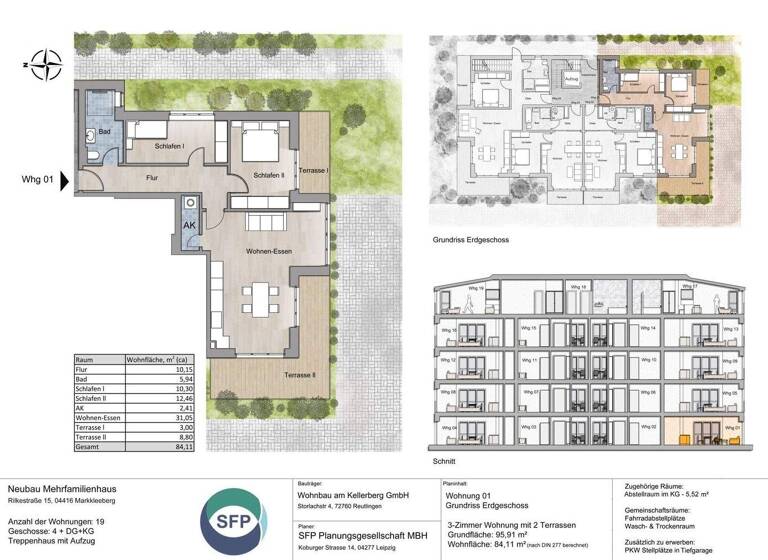 Wohnung zum Kauf 479.427 € 3 Zimmer 84,1 m² EG Markkleeberg 04416