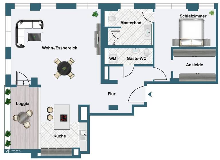 Wohnung zum Kauf 930.000 € 2 Zimmer 102 m² 17. Geschoss frei ab sofort Gallus Frankfurt am Main 60326