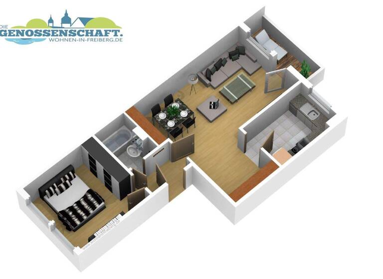 Wohnung zur Miete 419 € 2 Zimmer 54 m² 5. Geschoss Paul-Müller-Straße 12 Freiberg 09599