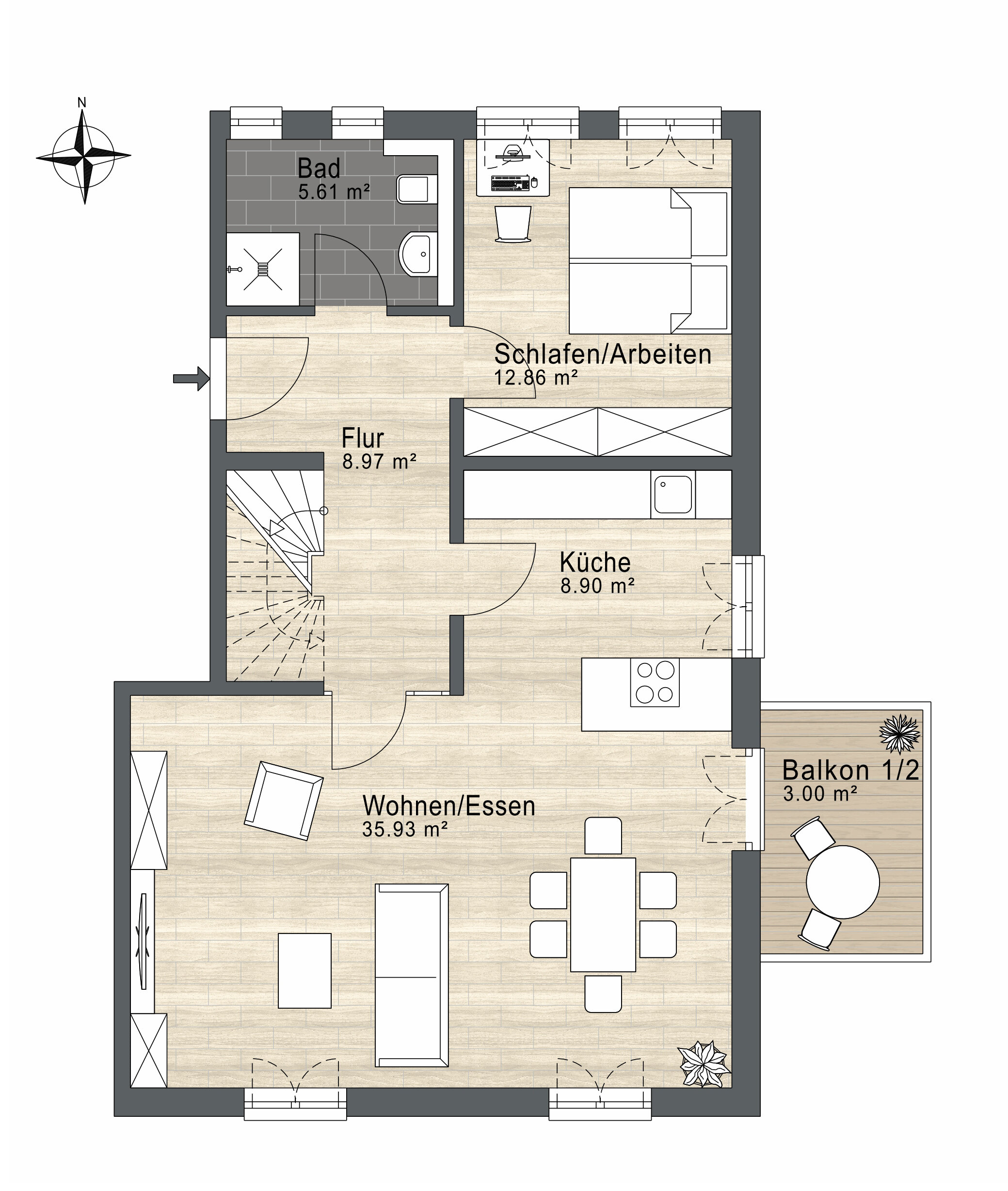 Maisonette zum Kauf 1.198.000 € 4 Zimmer 128,1 m²<br/>Wohnfläche 1.<br/>Geschoss Obermenzing München 81247