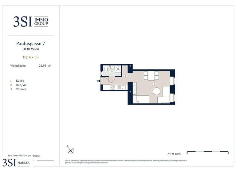 Studio zum Kauf 165.000 € 1 Zimmer 27 m² EG Paulusplatz 1 Wien 1030