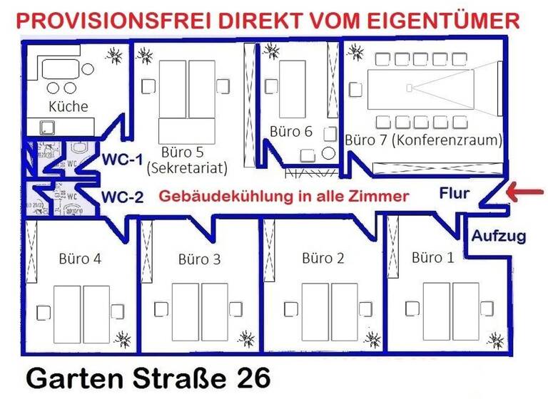 Bürofläche zur Miete provisionsfrei 2.800 € 233 m² Bürofläche Gartenstr. 26 Südweststadt Karlsruhe 76133