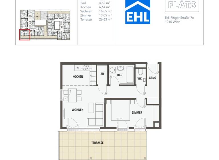 Wohnung zum Kauf - Erstbezug 332.726 € 2 Zimmer 54 m² 2. Geschoss Edi-Finger-Straße Wien 1210