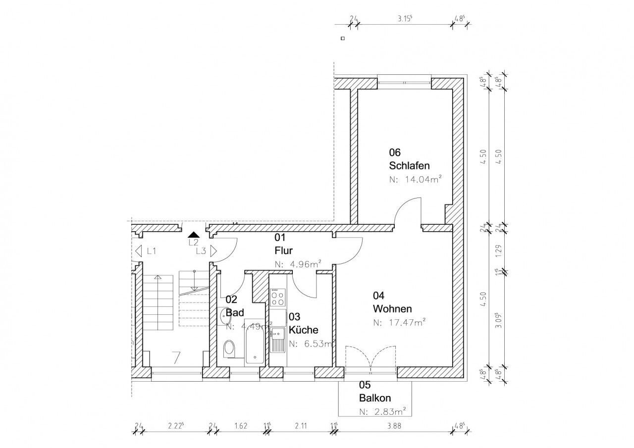 Wohnung zur Miete 268 € 2 Zimmer 48,7 m²<br/>Wohnfläche 3.<br/>Geschoss 15.01.2025<br/>Verfügbarkeit Lüneburger Straße 7 Nordpark Magdeburg 39106