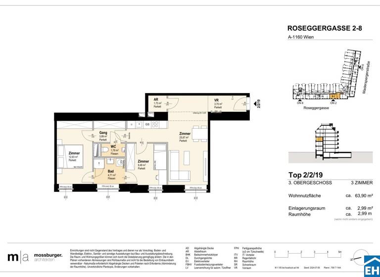 Wohnung zum Kauf - Erstbezug 371.800 € 3 Zimmer 64 m² 3. Geschoss Roseggergasse Wien 1160