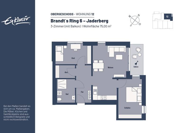 Wohnung zur Miete - Erstbezug 548 € 3 Zimmer 75 m² frei ab 01.07.2026 Jaderberg Jade 26349