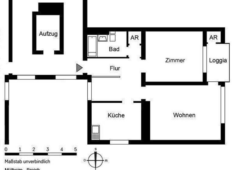 Wohnung zur Miete 676 € 2 Zimmer 64,7 m² 7. Geschoss frei ab 01.05.2026 Pestalozzistr. 20 Broich Mülheim 45479