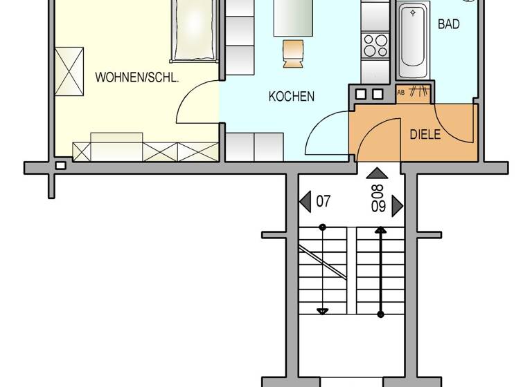 Studio zur Miete 219 € 1 Zimmer 34,4 m² 1. Geschoss frei ab 01.06.2026 Zeppelinstraße 30 Lennep Remscheid 42897