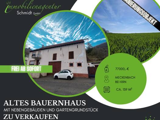 Bauernhaus zum Kauf 77.000 € 7 Zimmer 158,9 m² 1.571 m² Grundstück Meckenbach 55606