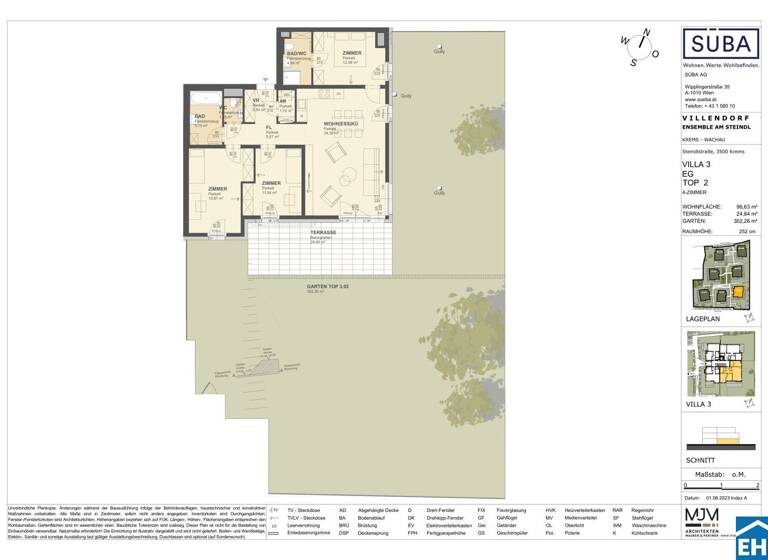 Wohnung zum Kauf - Erstbezug 552.000 € 4 Zimmer 96,6 m² EG Steindlstraße Krems an der Donau 3500