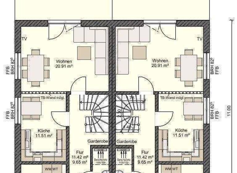 Doppelhaushälfte zum Kauf provisionsfrei 298.730 € 4 Zimmer 105 m² 198 m² Grundstück Grünthal-Viermorgen Stralsund 18437