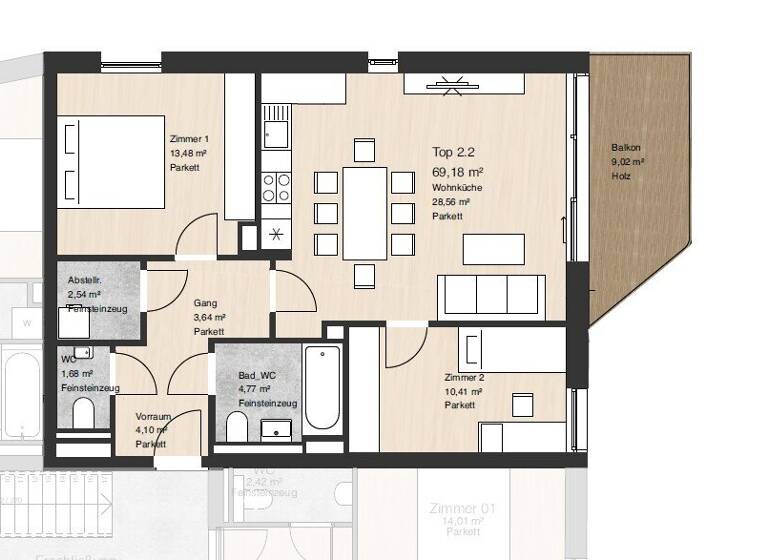 Wohnung zur Miete 1.600 € 3 Zimmer 70 m² 2. Geschoss Salzburg 5020