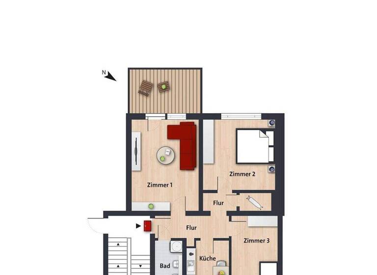 Wohnung zur Miete 647 € 3 Zimmer 73,8 m² 3. Geschoss frei ab sofort Sachsenring 7 Laagberg Wolfsburg 38440