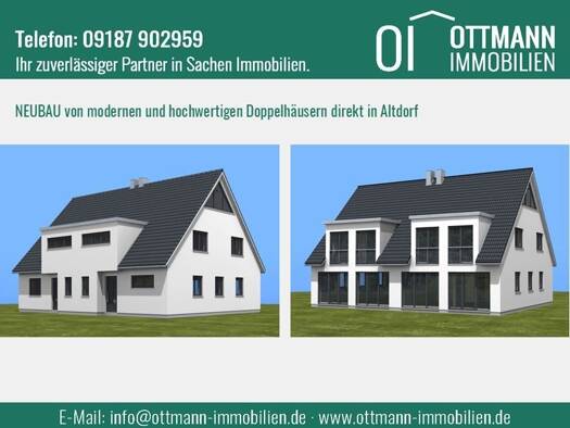 Doppelhaushälfte zum Kauf - Erstbezug 605.000 € 5 Zimmer 130 m² 318,5 m² Grundstück Altdorf Altdorf b. Nürnberg 90518