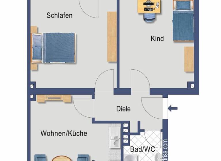 Wohnung zum Kauf provisionsfrei 189.000 € 2 Zimmer 57,3 m² EG Breitenbachstraße 23 Gremberghoven Köln 51149