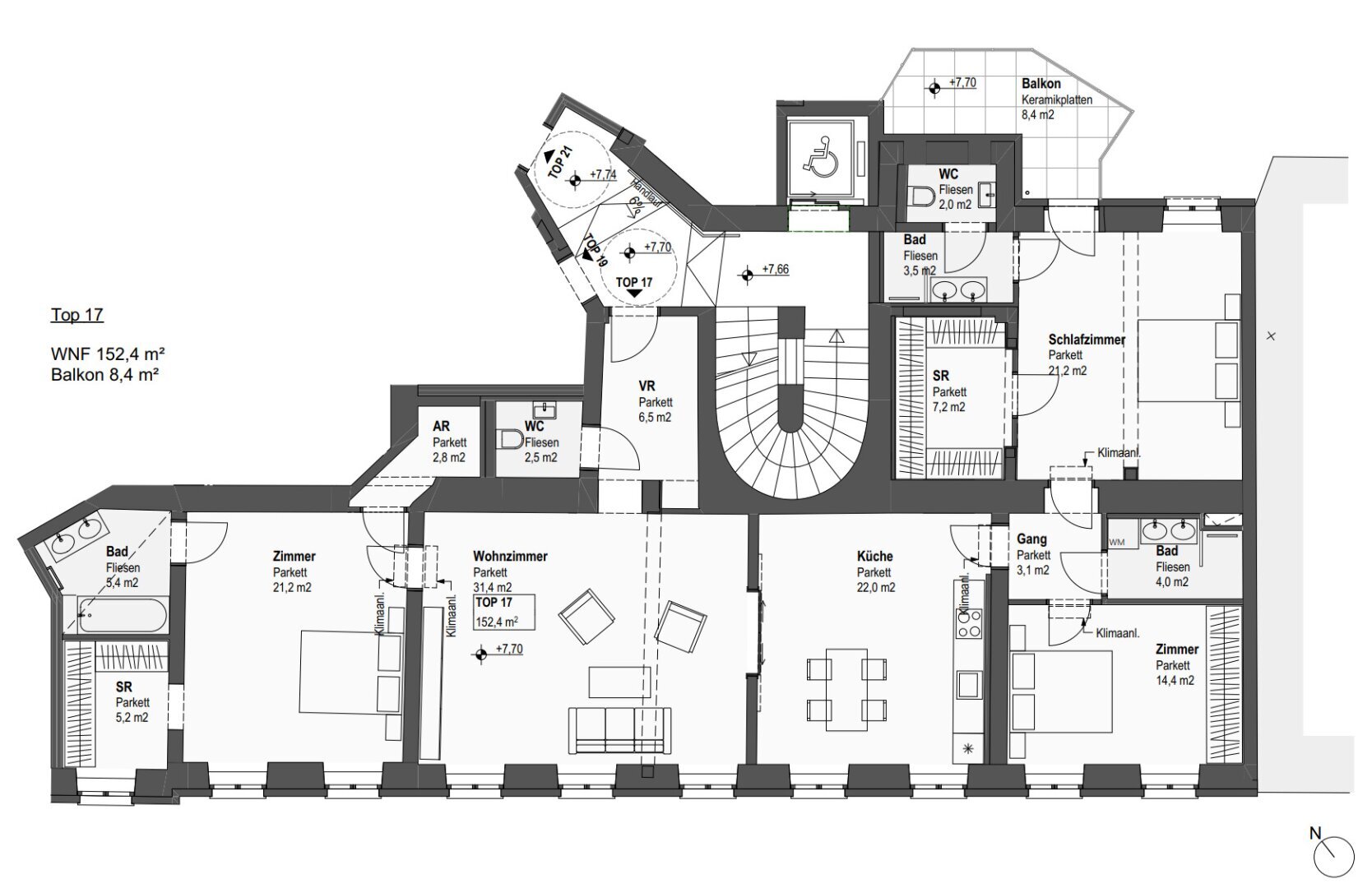 Wohnung zum Kauf 889.890 € 4 Zimmer 152,4 m²<br/>Wohnfläche 2.<br/>Geschoss Wien,Brigittenau 1200