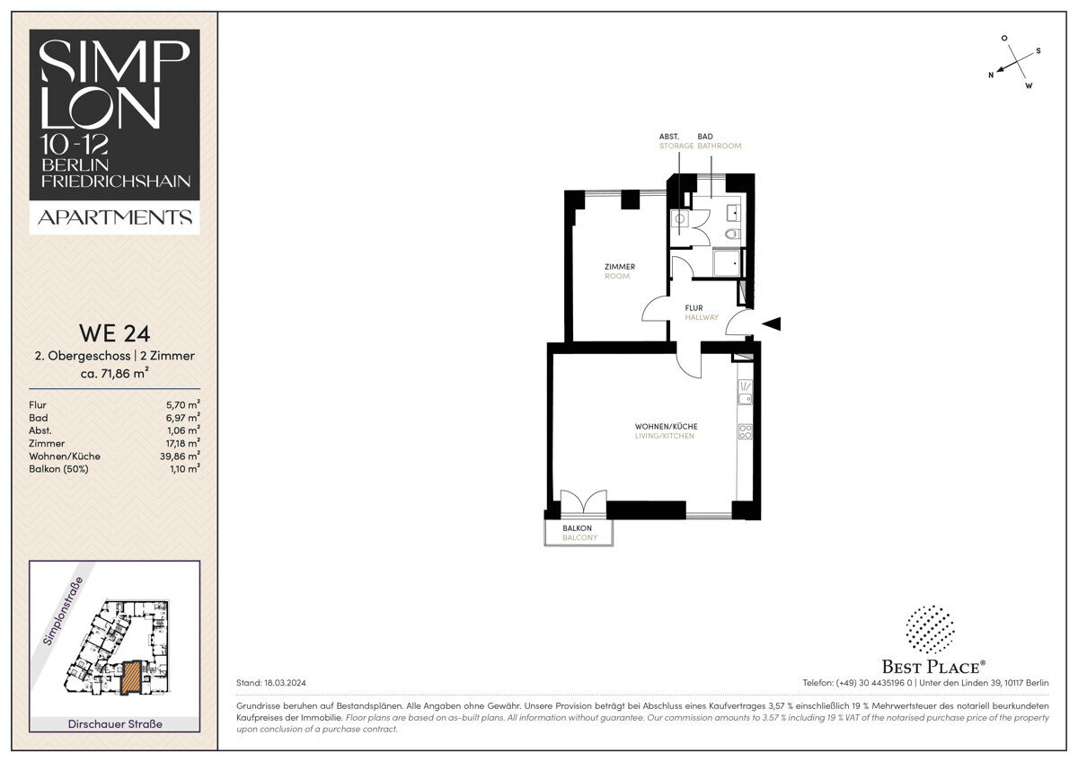 Wohnung zum Kauf 645.000 € 2 Zimmer 71,9 m²<br/>Wohnfläche 2.<br/>Geschoss ab sofort<br/>Verfügbarkeit Simplonstraße 10-12 Friedrichshain Berlin 10245