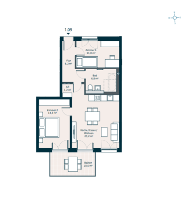 Wohnung zur Miete 982 € 3 Zimmer 70,1 m² 1. Geschoss frei ab 01.12.2024 Bachwiesen 7 Zirndorf Zirndorf 90513