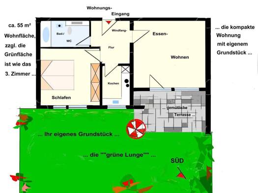 Terrassenwohnung zum Kauf 199.000 € 2,5 Zimmer 55 m² Ailingen Friedrichshafen 88048