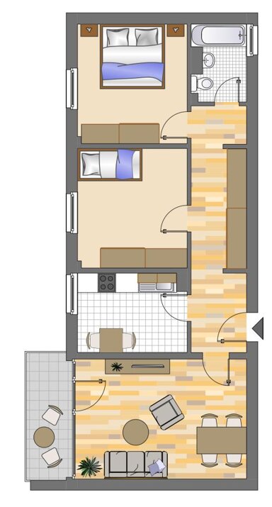 Wohnung zur Miete 709 € 3 Zimmer 71,2 m² EG Euskirchener Straße 44 Erfttal Neuss 41469