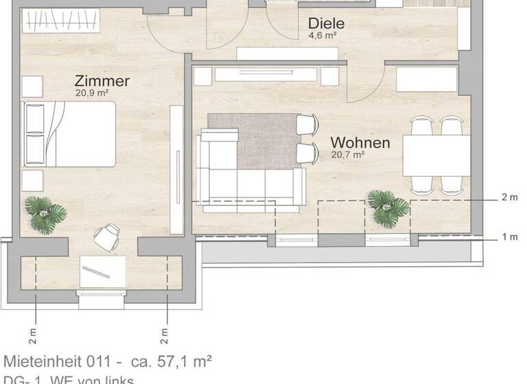 Wohnung zur Miete 483 € 2 Zimmer 57,1 m² 3. Geschoss Am Zehnthof 225 Kray Essen 45307
