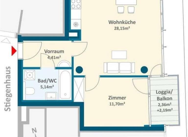 Wohnung zum Kauf provisionsfrei 478.000 € 2 Zimmer 50 m² 1. Geschoss Lilienbrunngasse Wien 1020