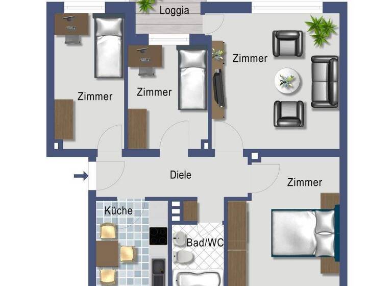 Wohnung zum Kauf provisionsfrei 189.300 € 4,5 Zimmer 65,1 m² EG Brüggemannstraße 14 Katernberg Essen 45327
