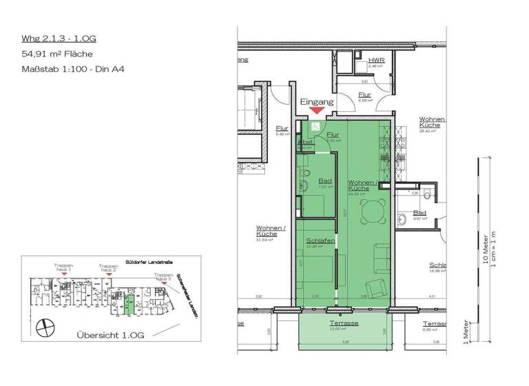 Terrassenwohnung zur Miete - Erstbezug 1.263 € 2 Zimmer 54,9 m² 1. Geschoss frei ab sofort Sülldorfer Landstraße 3 Iserbrook Hamburg 22589
