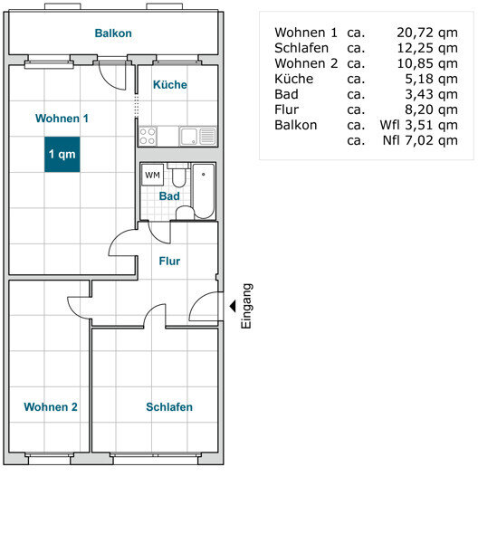 Wohnung zur Miete 482 € 3 Zimmer 64,3 m²<br/>Wohnfläche 2.<br/>Geschoss 01.02.2025<br/>Verfügbarkeit Finsterwalder Str. 11 Prohlis-Süd (Finsterwalder Str.-Ost) Dresden 01239