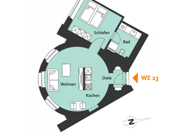Wohnung zur Miete 420 € 2 Zimmer 47 m² 1. Geschoss frei ab sofort Georgenplatz 1 Innenstadt Zwickau 08056