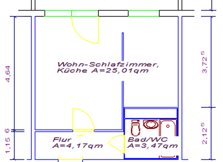 Studio zur Miete 320 € 1 Zimmer 35,5 m² 9. Geschoss Weißdornstraße 7 Grünau-Ost Leipzig 04209