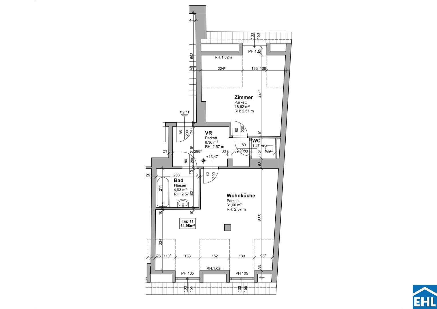 Wohnung zum Kauf provisionsfrei 259.000 € 2 Zimmer 65 m²<br/>Wohnfläche 4.<br/>Geschoss Strauchergasse Lend Graz 8020