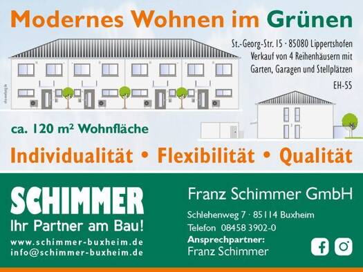 Reihenhaus zum Kauf - Erstbezug provisionsfrei 4 Zimmer 120 m² 274 m² Grundstück frei ab 31.03.2027 St.-Georg-Straße 15 Lippertshofen Gaimersheim 85080