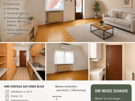 Wohnung zum Kauf 179.900 € 2,5 Zimmer 56 m² 1. Geschoss Schwaigern Schwaigern 74193