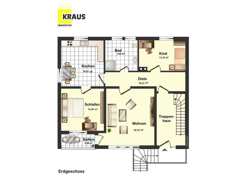 Wohnung zum Kauf 298.000 € 4 Zimmer 82 m²<br/>Wohnfläche Souterrain, EG<br/>Geschoss Nersingen Nersingen 89278
