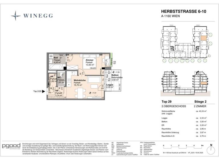 Wohnung zum Kauf - Erstbezug 285.100 € 2 Zimmer 41 m² 2. Geschoss Herbststraße 6-10 Wien 1160