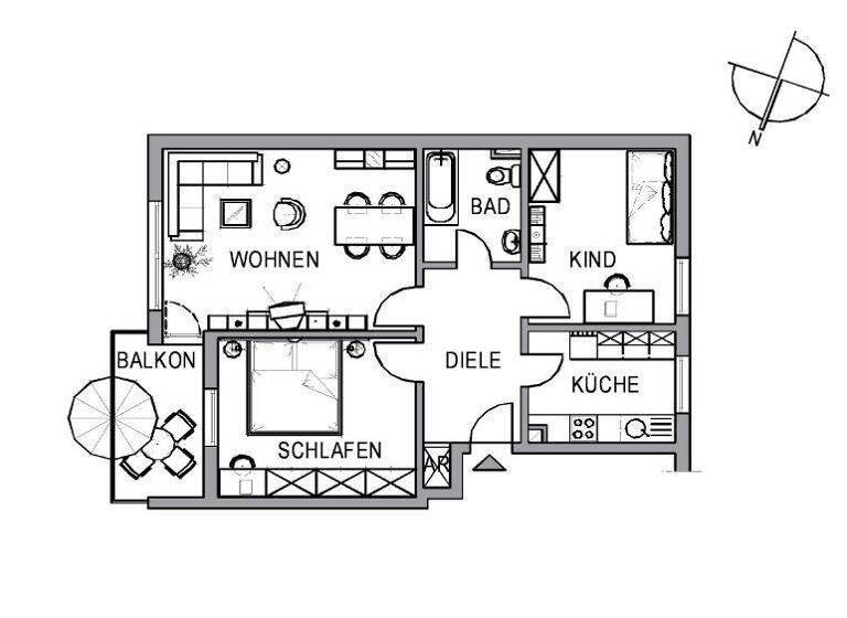 Wohnung zur Miete 380 € 3 Zimmer 65,6 m² EG Waldstr. 28 Altena 58762