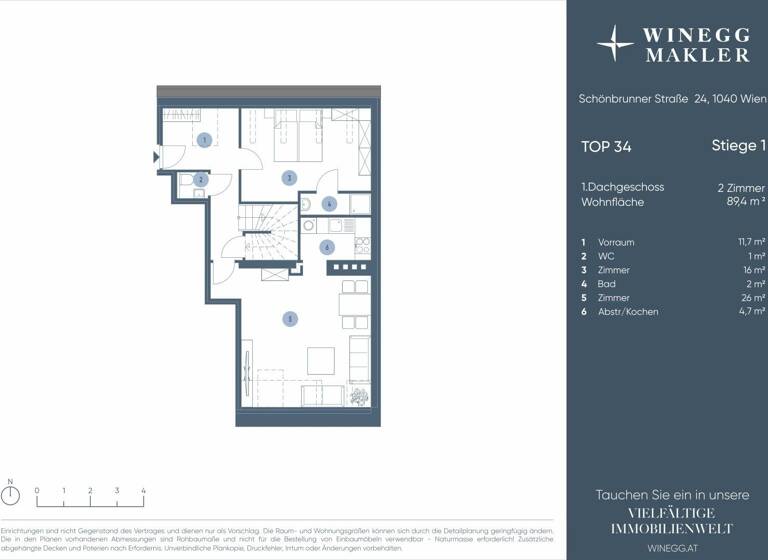 Wohnung zum Kauf 780.000 € 3 Zimmer 90,4 m² 4. Geschoss Schönbrunner Straße 22-24 Wien 1050