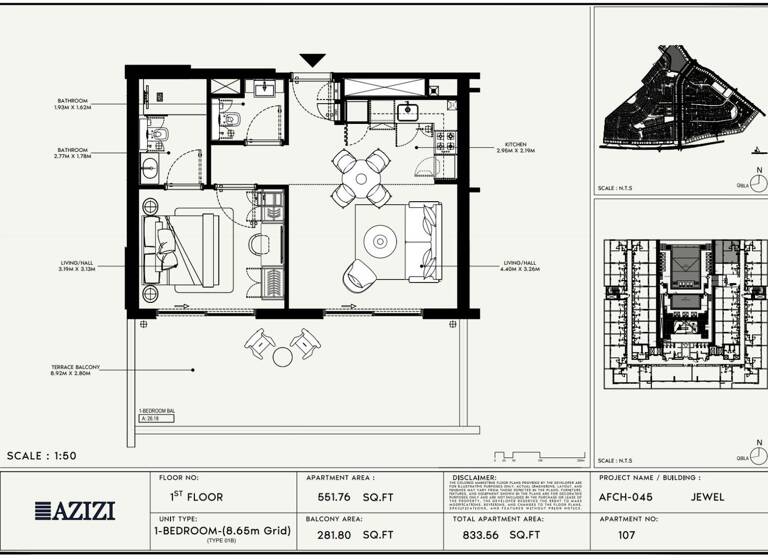 Studio zum Kauf 280.355 € 51,3 m² Azizi Jewel, Community - 1 - Mina Jebel Ali - Duba Dubai 00000